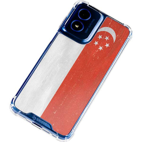 Singapore Flag Distressed Moto G Play 4G (2024) Clear Case
